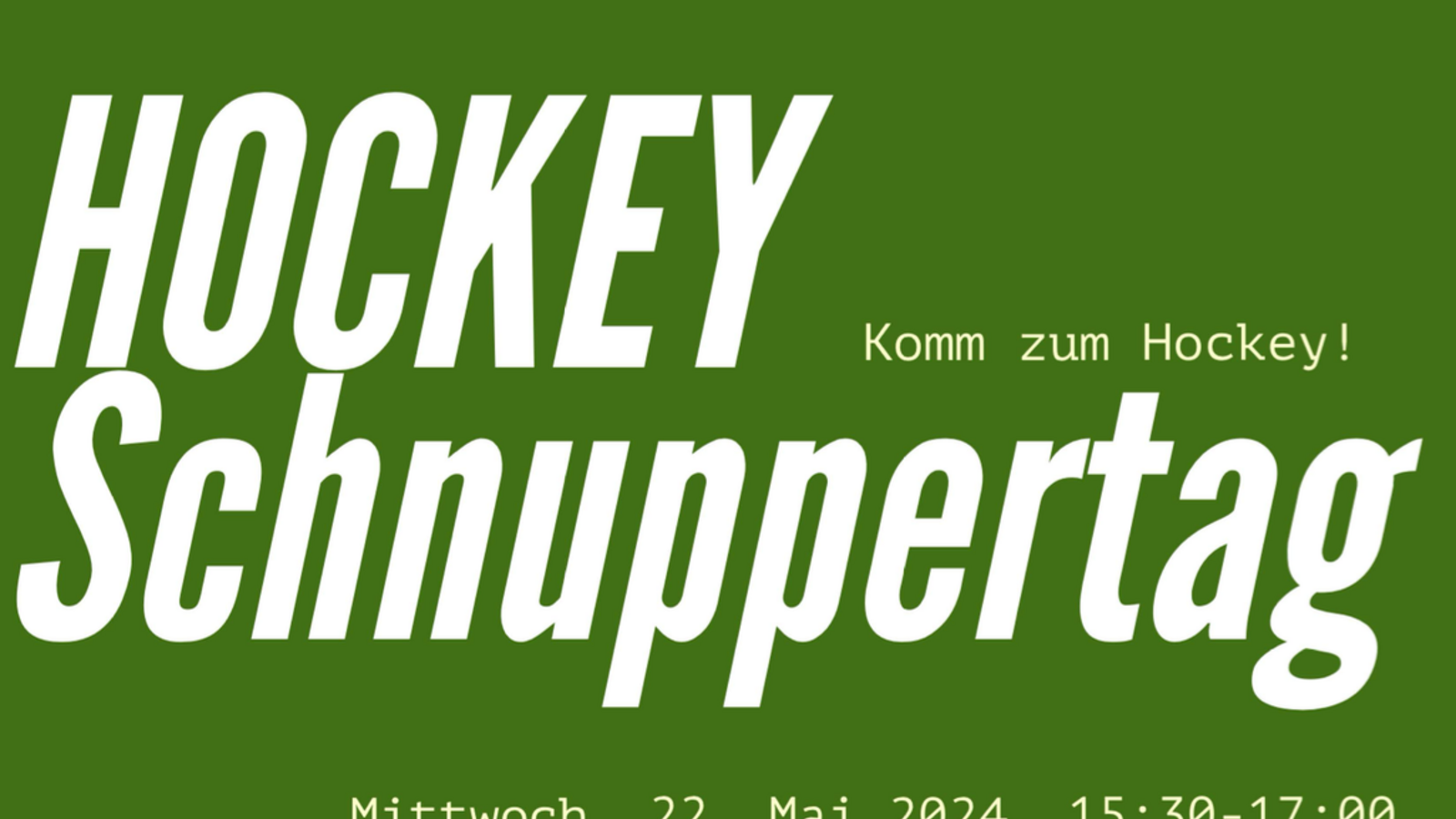 Hockey Schnuppertag am 22. Mai im Hardhof