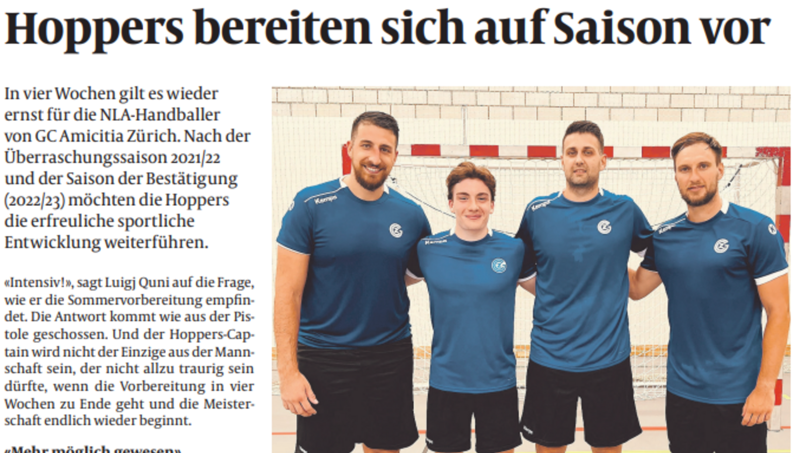 QHL: "Hoppers bereiten sich auf Saison vor" (Zürich West)