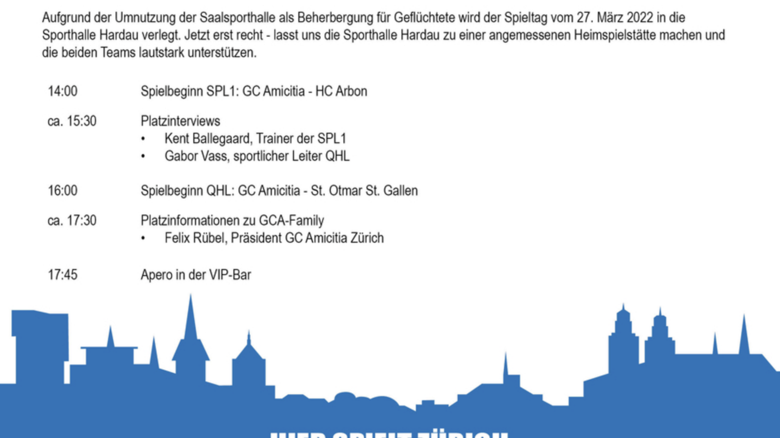 GCA-Family: EINLADUNG ZUR GROSSEN HANDBALLPARTY AM 27. MÄRZ 2022